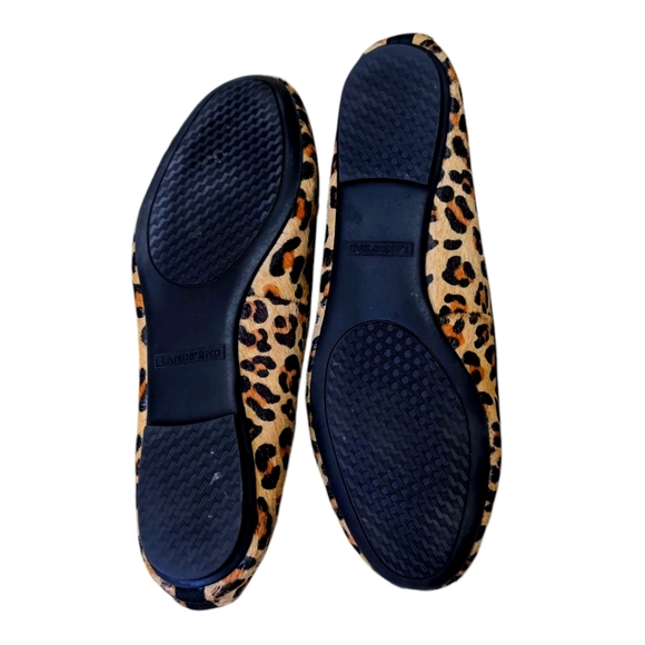 LANDS' END Ballet Flats Leopard Print Calf Hair Classic Slip On Shoe Women's 8 - Picture 4 of 8
